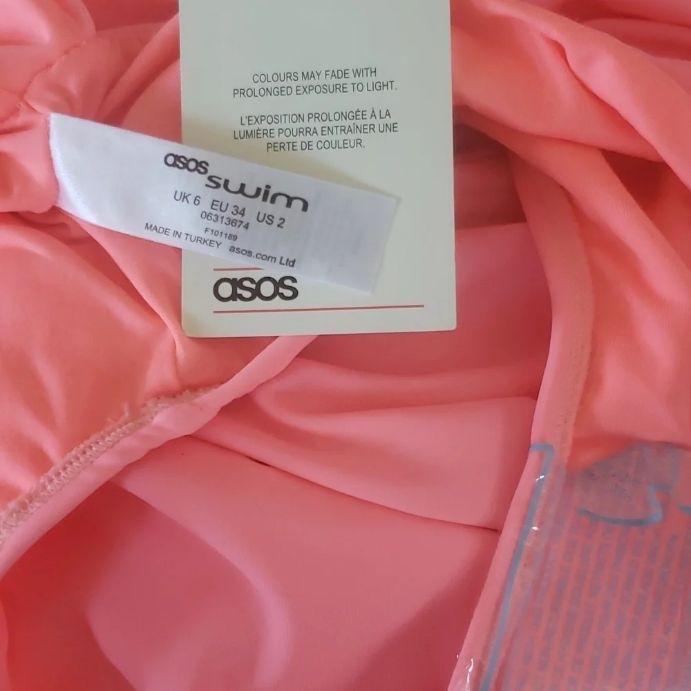 ASOS nwt bright pink one piece swimming suit size 2